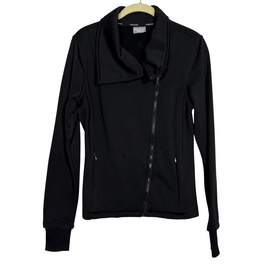 HEAD | Women's‎ S Black Asymmetrical Zip Jacket Long Sleeve Thumbholes